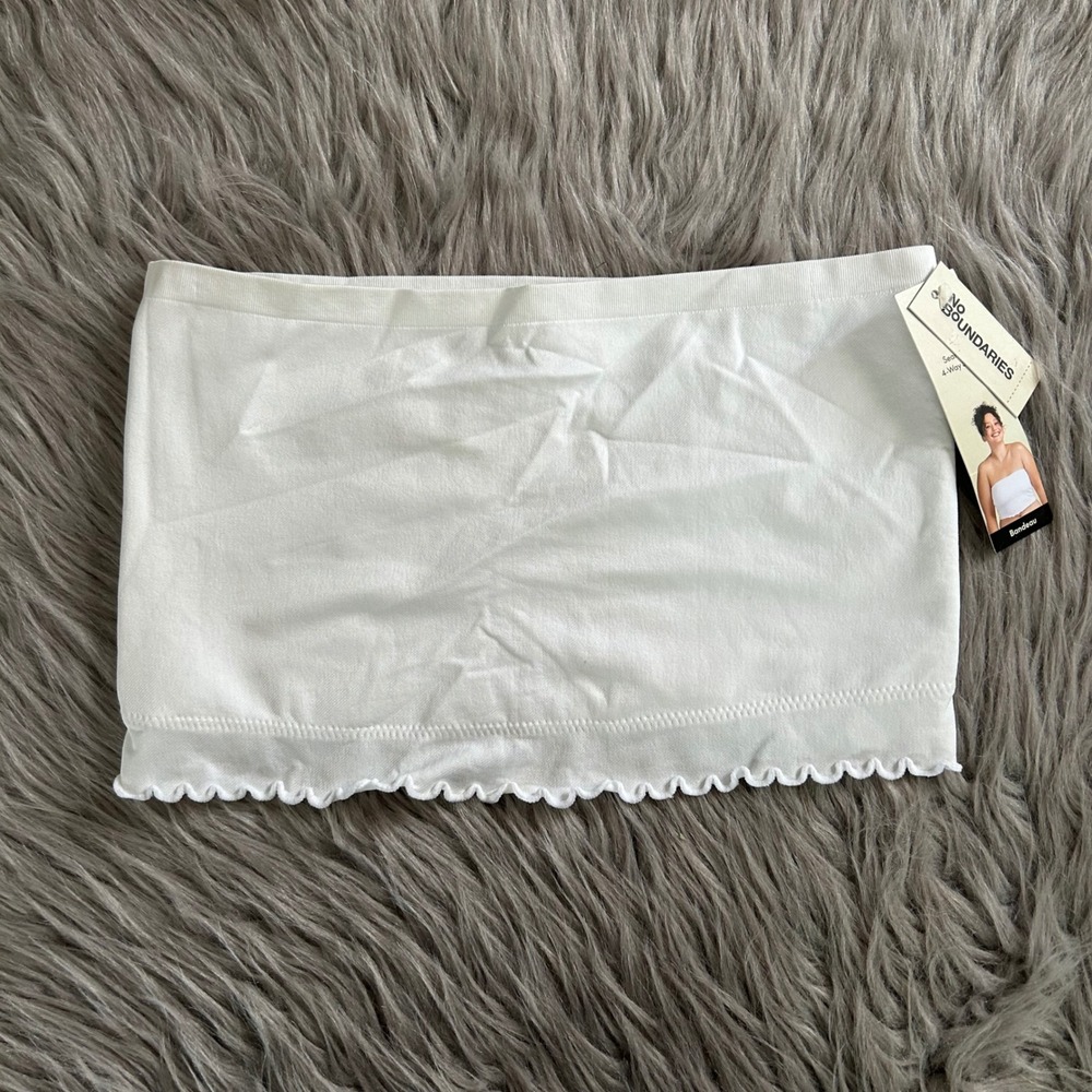 No Boundaries Seamless Wirefree Bandeau Women's Size Large White Strapless Bra